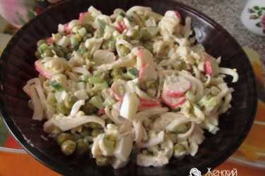 Салат из кальмаров и мидий с чипсами "жемчужина моря" ⋆ твои рецепты