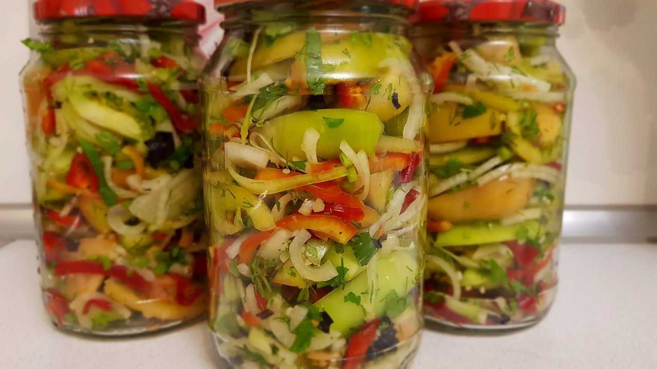 Салат из зеленых помидор на зиму без стерилизации — пошаговый рецепт с фото