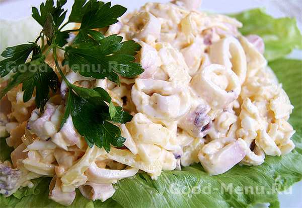 Салат из кальмаров с яйцами и огурцами рецепт с фото фоторецепт.ru