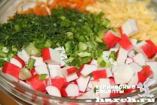 Крабовый салат с корейской морковью - пошаговый рецепт с фото