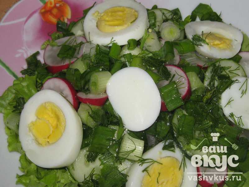 Весенний салат с редиской яйцом и луком