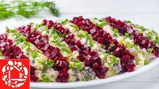 Салат с сельдью, свежей белокочанной капустой и шпиком. кулинарный ежедневник