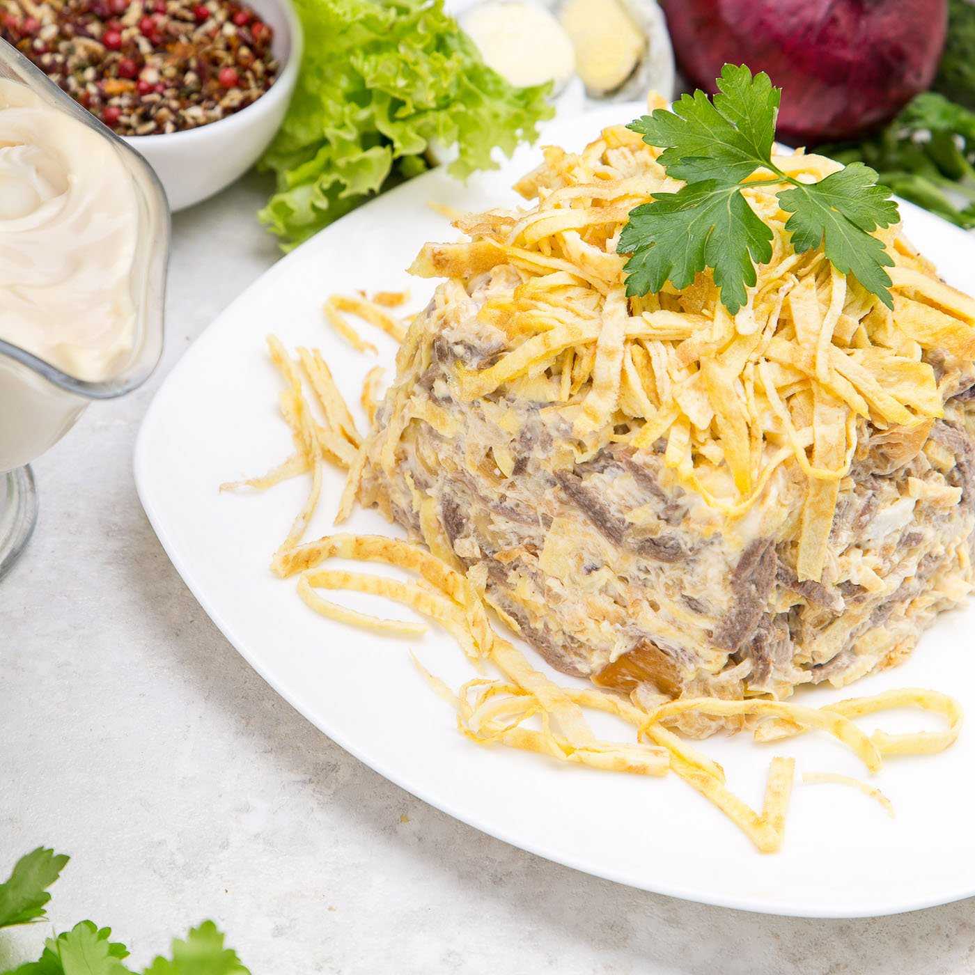 Министерский салат салат с блинами — пошаговый рецепт с фото