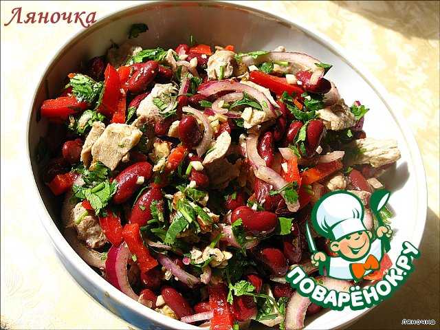 Салат из говядины с перцем болгарским и помидорами