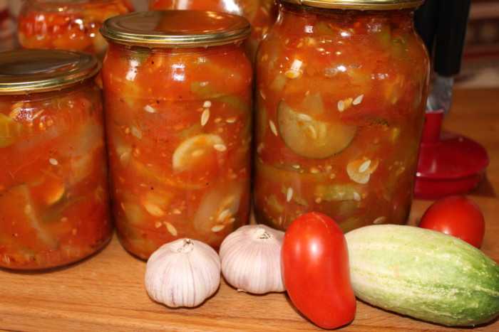 Салат из огурцов, помидоров, перца и лука на зиму пошаговый рецепт