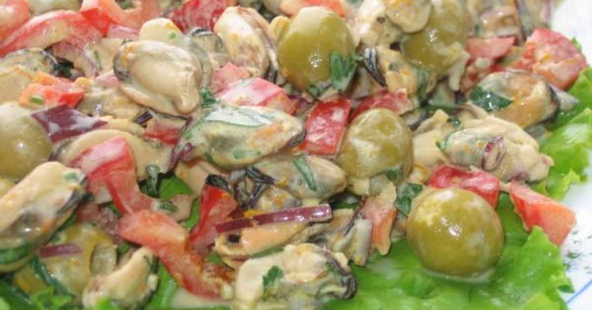 Салат из кальмаров и мидий с чипсами «жемчужина моря», пошаговый рецепт с фото